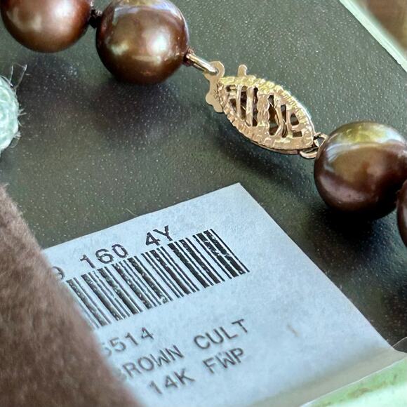 14K Brown Cultured Freshwater Pearl Necklace w/ Box & Pouch Ross-Simons - Picture 12 of 13